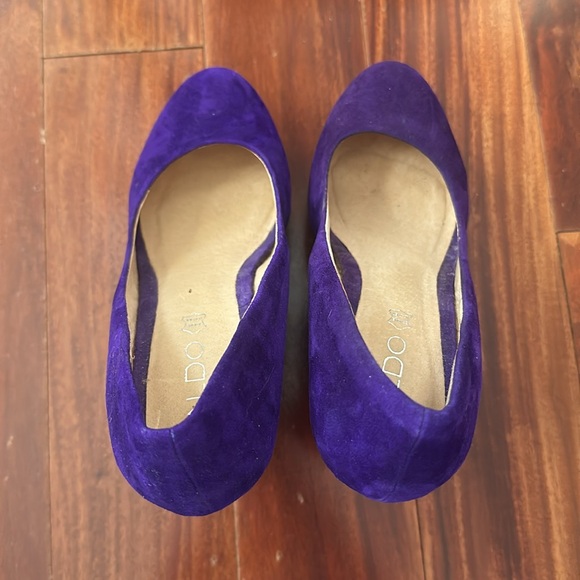 Aldo Royal Purple Suede Platform Wedge Heels Size 8 (EU 38.5) - Picture 15 of 16